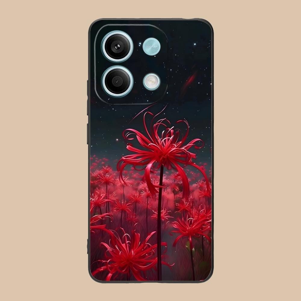 Cool Red Spider Lily Mobile Cell Phone Case for Xiaomi Redmi Note 13 12 11 10 9 8 7 6 S A Pro Lite Plus 5G Black Cover Shell