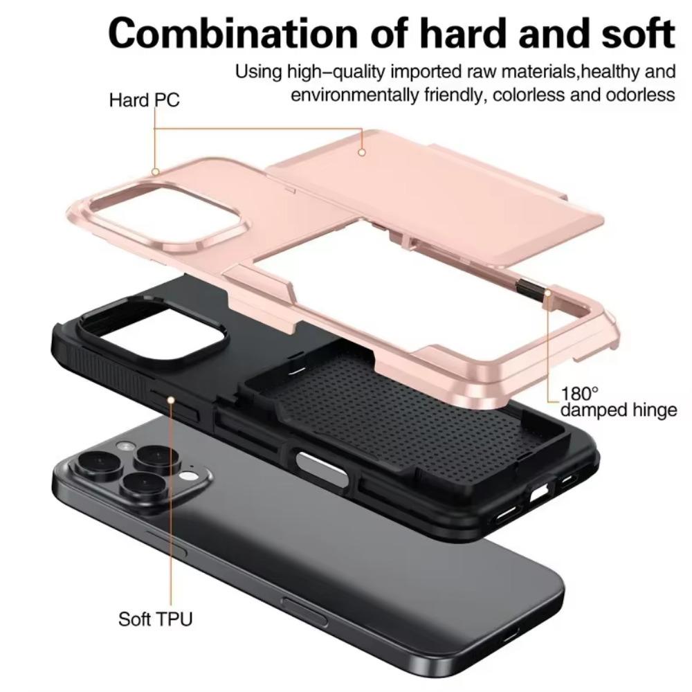 Für iPhone 16 SE 16 Pro Max 15 14 Plus 13 12 Pro Max Brieftaschenhülle mit verstecktem Kartenfachhalter Robuste schützende Handyhülle