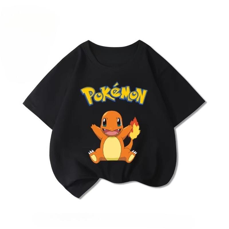 Potdemiel Summer New Pikachu Print Children's T-Shirt, Boys and Girls, Comfortable and Breathable Children's T-Shirt