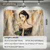 Luxurious Boho Tapestry Wall Hanging Gold Floral Woman Portrait Art Decor Canvas Print Abstract Modern Living Room Bedroom Home