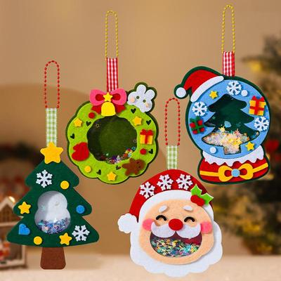 4PCS Cartoon Non Woven Shake Pendant DIY Material Kits For Kids Easy To Paste Accessories Handmade Crafts