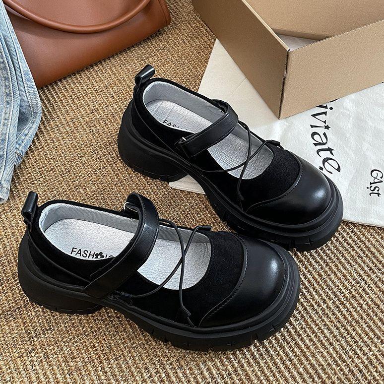 

Zhao Zhaoyi has the same casual sports Mary Jane single shoes for women s 2025 new thick-soled heightening small leather shoes with medium heel and s 39 чёрный