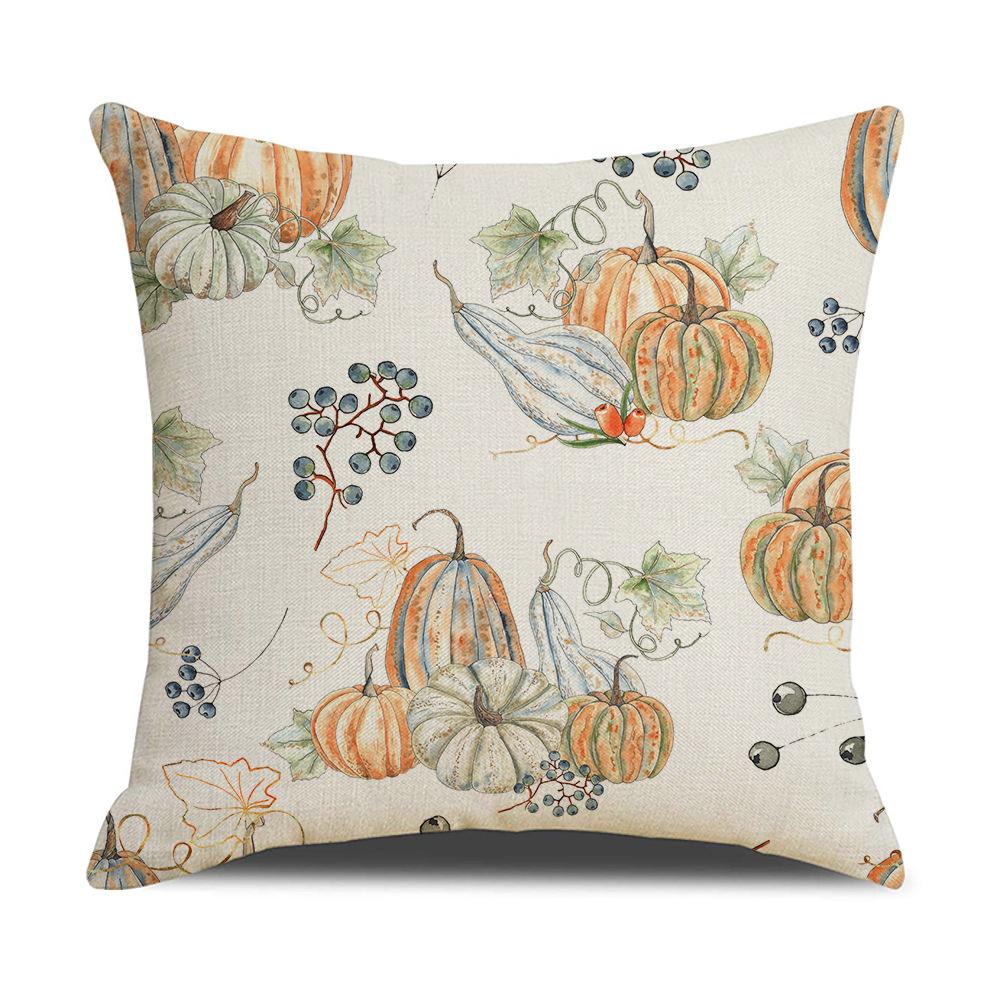 New Pumpkin Maple Leaf Autumn Thanksgiving Pillow Ins Nordic Linen Cushion Cushion Cover Home Products