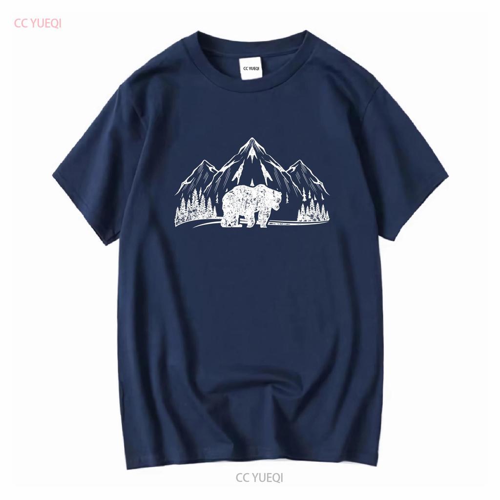 Outdoor Mountain Nature Trees Wildlife Forest Animal Bear T Shirt long or short sleeves vintage Washed Unisex Comfortable Soft