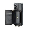 Zipper Leather Wallet Phone Case For iPhone 16 Pro Max 14Plus 14 15 13 12 11 Cards Holder Solt Stand Hand Strap Back Cover Coque