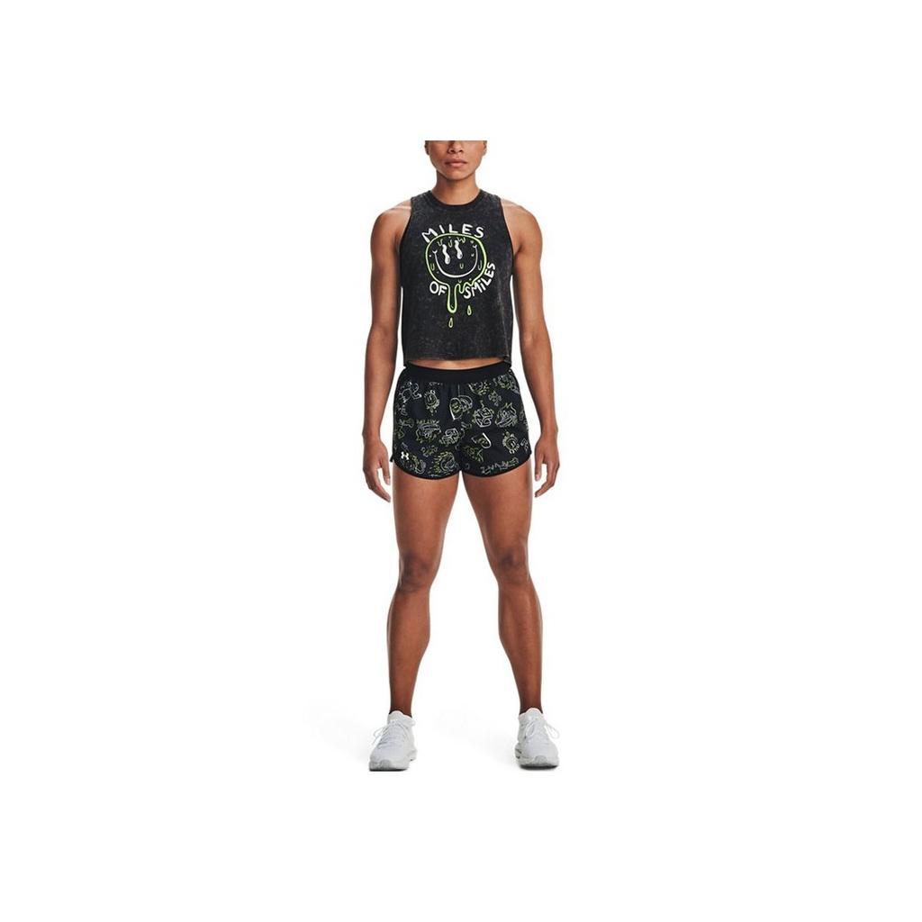 Under Armour Fly-By Your Face Off All Over Print Running Shorts Women Shorts Black 1361907-001