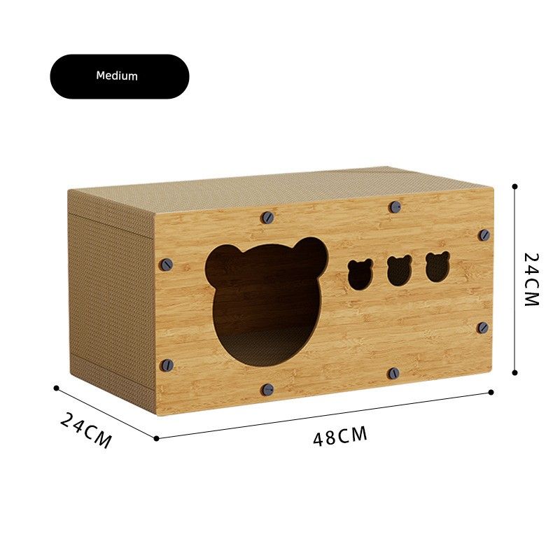 

Cat Litter Cat Scratch Board Integrated Wooden Upright Sofa Corrugated Paper Cat House Scratch-Resistant Cat Toy Pet Supplies Grinding Claw Bear Head House Basics Medium