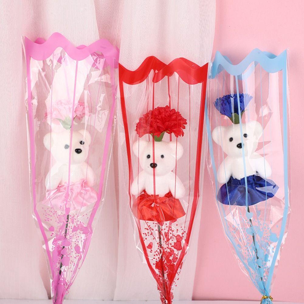 Soap Flower Artificial Rose Flowers Plush Toy Bear Bouquet Decoration