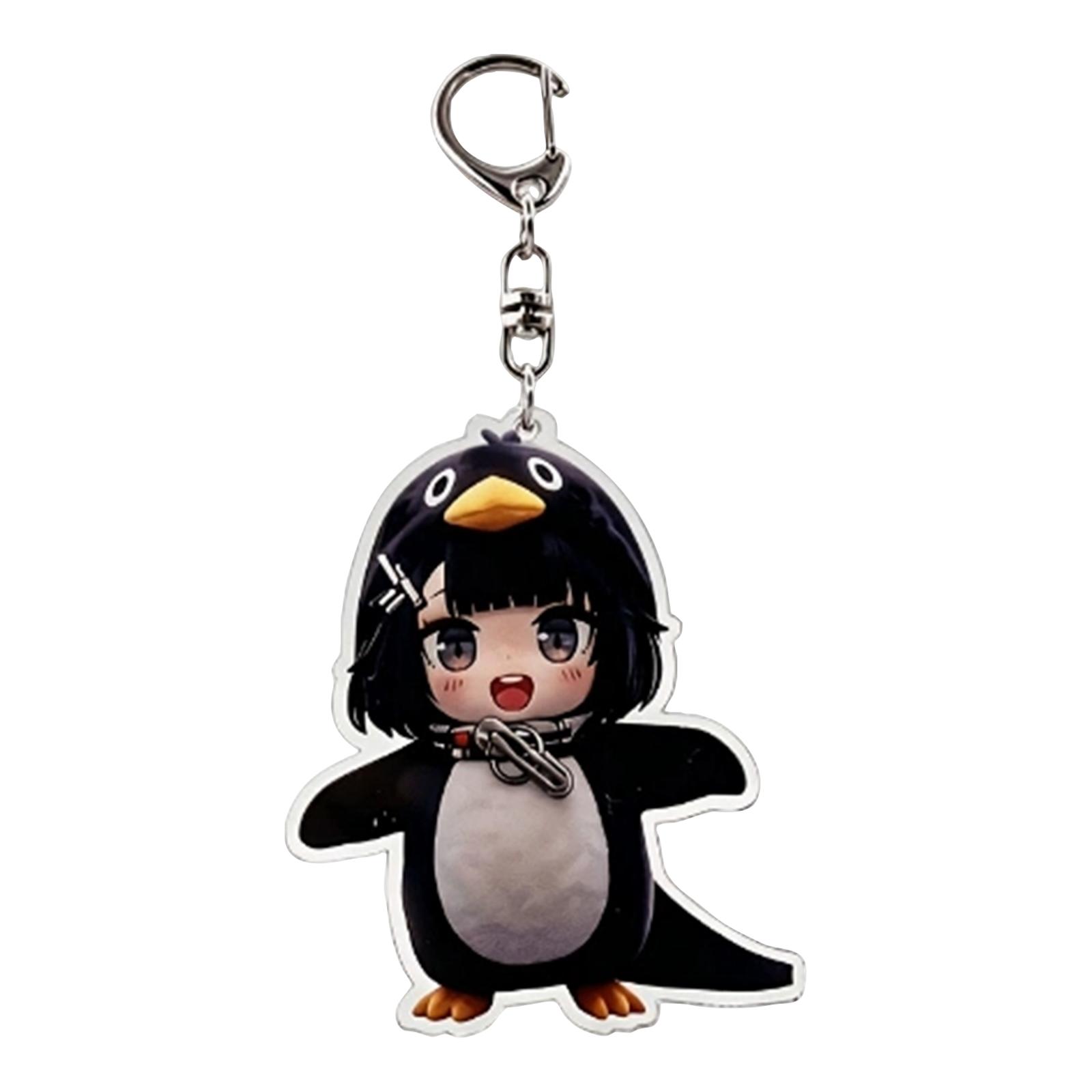Acrylic Keychain with Fun Expression Design - Cute Penguin Bag Charm for Backpack Purse One Size