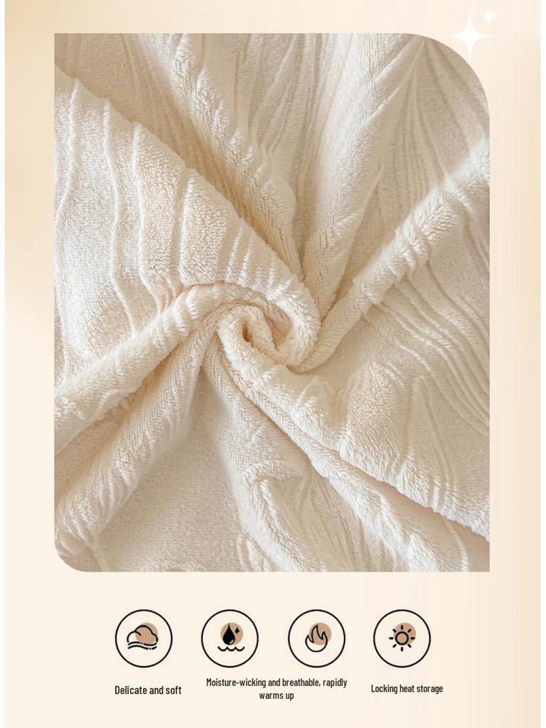 Luxury Carved Velvet Ribbon Lace Four-Piece Set: Double-Sided Fleece Duvet Cover for Cozy Home Warmth