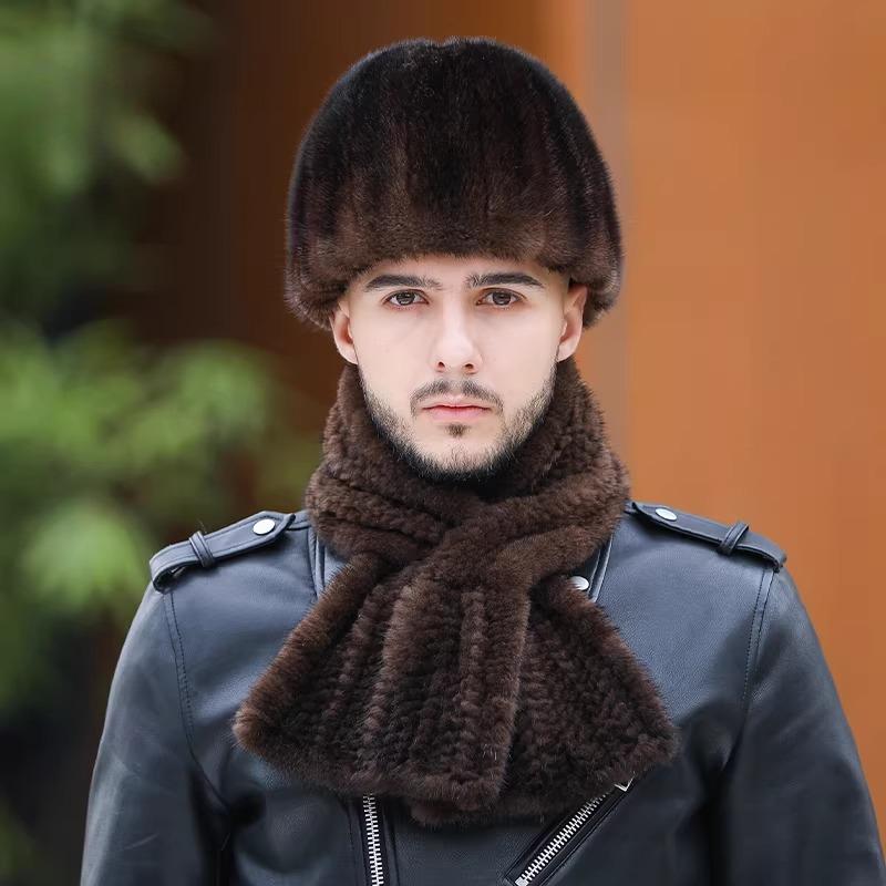 Mink Hat Men's Winter Ear Protection Warm Top Hat Fashion Mink Hair Winter in The Elderly Dad Fur Hat