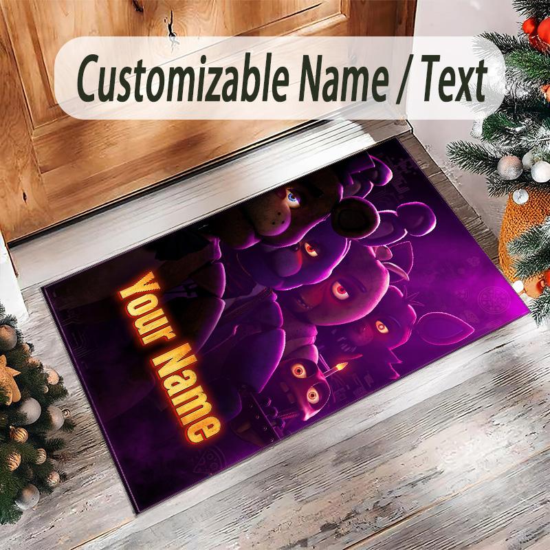 Personalized Crystal Velvet Carpet Custom Name Text,Five Nights at Freddy’s Anti Slip Area Rug For Home Decoration