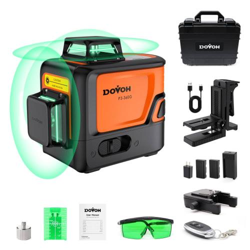 DOVOH Green Laser Level, High-Precision 90mW High-Brightness Laser Level, 360 Full-Line, Rechargeable, for Construction, Magnetic Rotating Stand, Aut