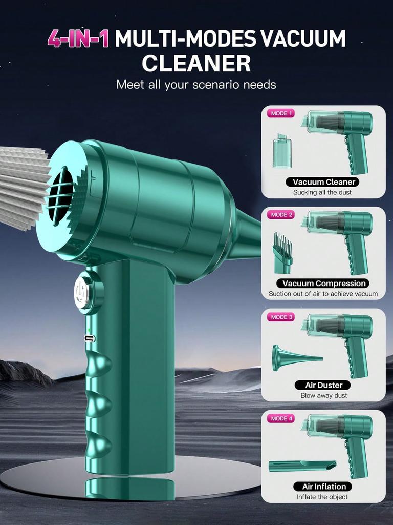 Portable Wireless Vacuum Cleaner Suction Head Car Home Handheld Cleaning Dust Blowing Vacuum Cleaner