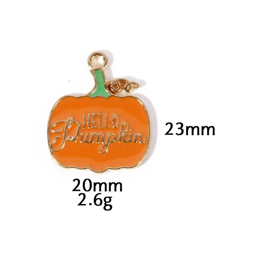 10 Pcs Zinc Based Alloy Autumn Style Halloween Charms Orange Pumpkin Enamel Gold Color Metal Pendants For DIY Jewelry Making