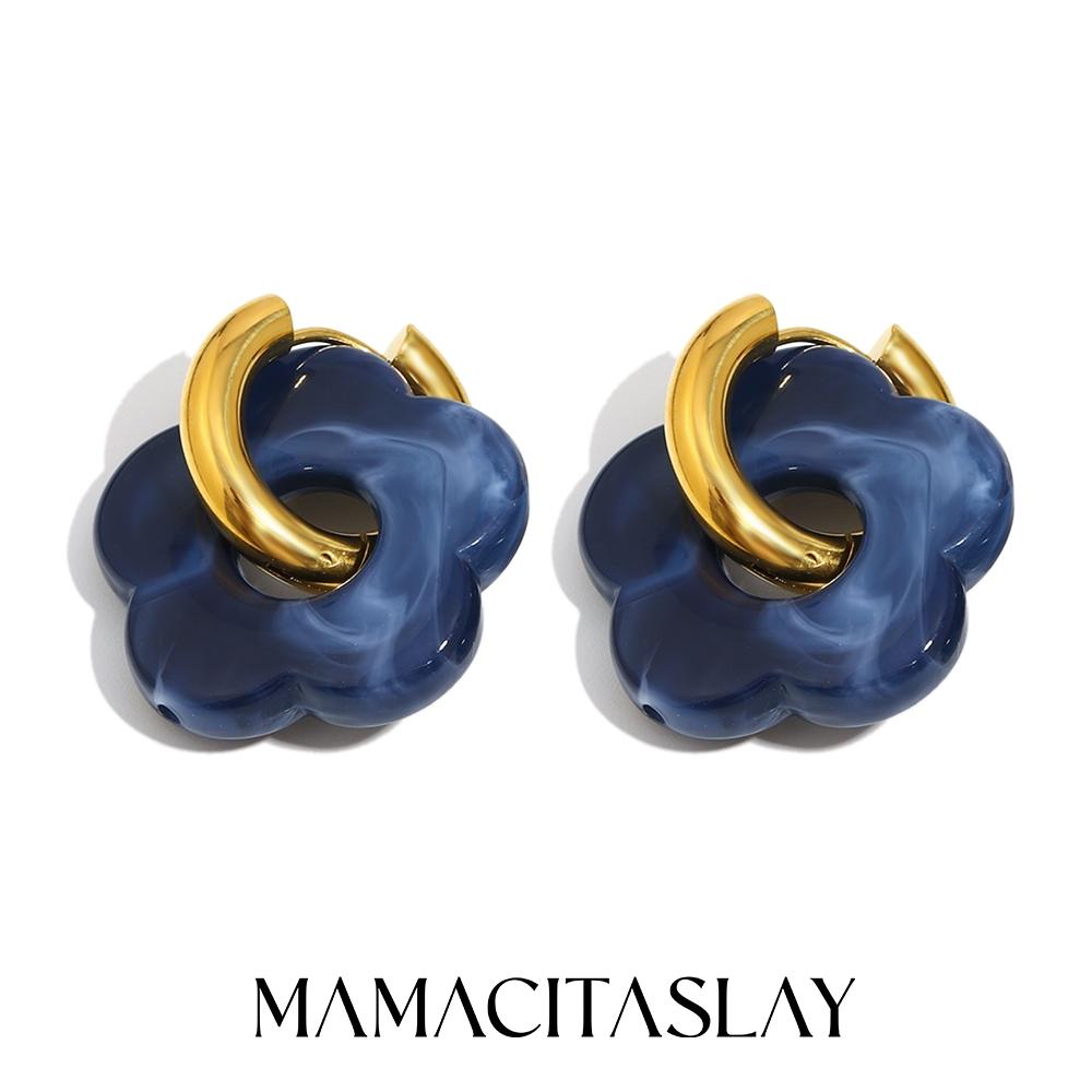

MamacitaSlay 316L Stainless Steel Acrylic Flower Hoop Earrings 18K Gold Plated Waterproof Jewelry Women s Elegant Earrings Gift