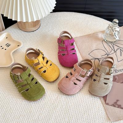 Summer New Kids Sandals for Girls Anti-slippery Sole Toddler Roman Beach Shoes with Pastel Colors Princess Elegant Garden Shoes