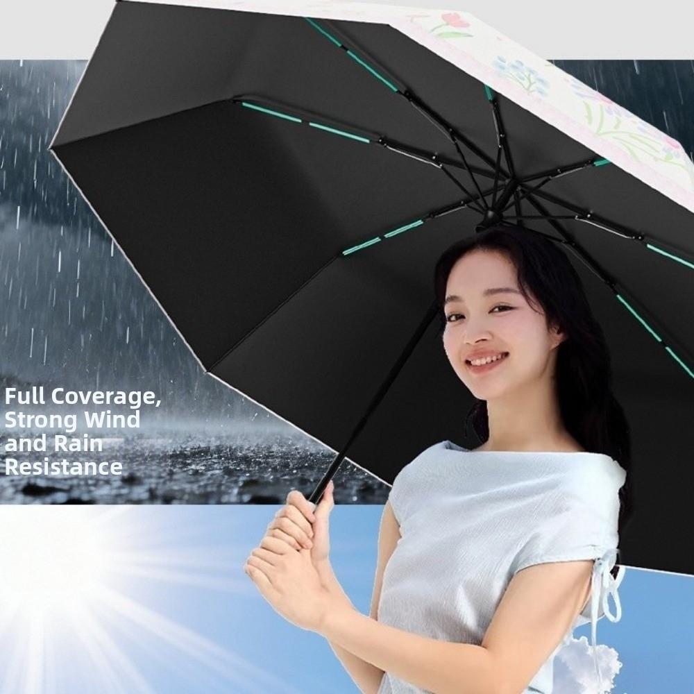 UPF UV Protection Automatic Flower Printing Umbrella Folding Portable Foldable Umbrella  Travel