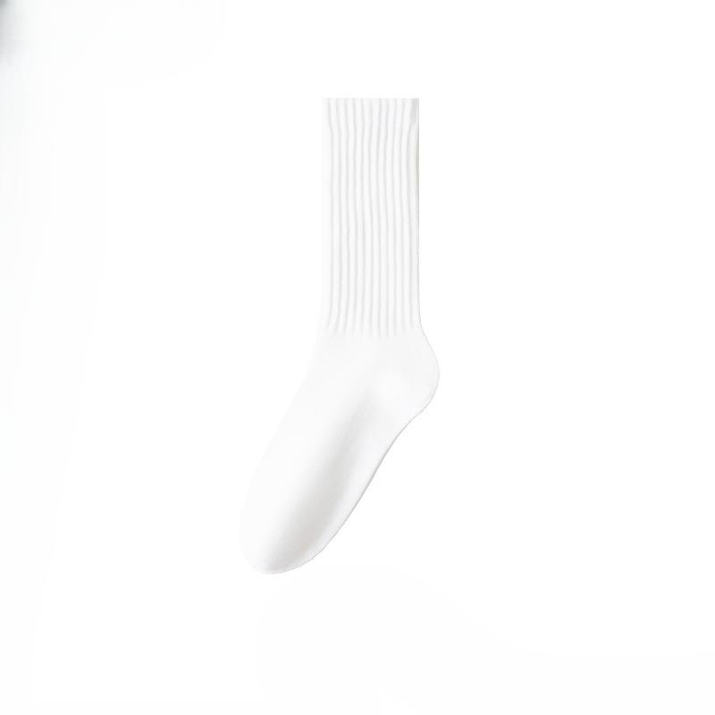 Female Autumn and Winter Retro All Match Pure Color Warm Sweat Absorbing Breathable Tube Stack Socks