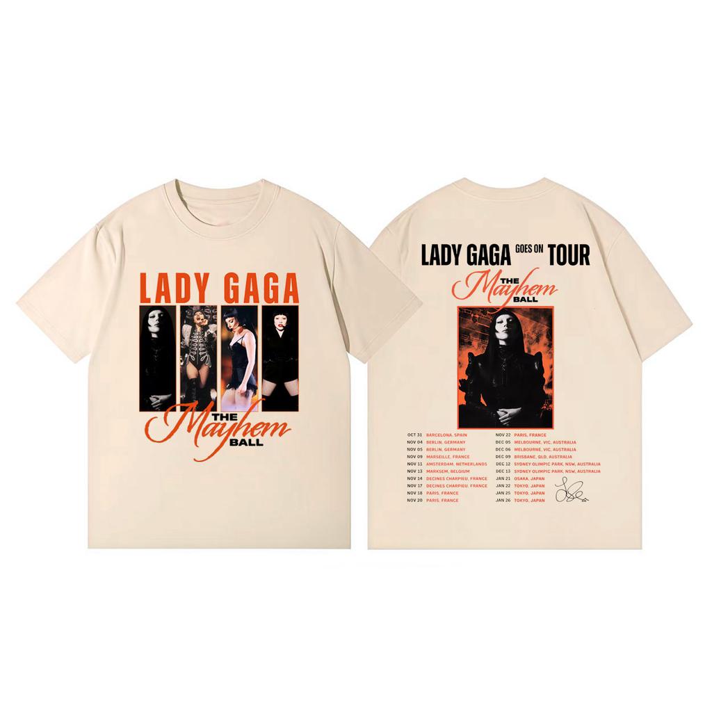 Singer Lady Gaga The Mayhem Ball Tour 2026 Graphic T Shirts Harajuku Rock Style Tshirts Men Women Fashion Casual Loose Tshirt