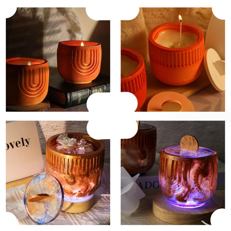 DL   DIY Resin Epoxy Mold Storage Box Silicone Mold Gypsum Aromatherapy Candle Cup
