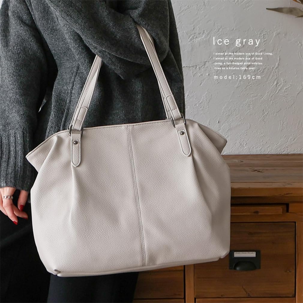 VITAFELICE Women's 3-Room Side Tuck Tote Bag (inb-10037p) (Ice Gray)