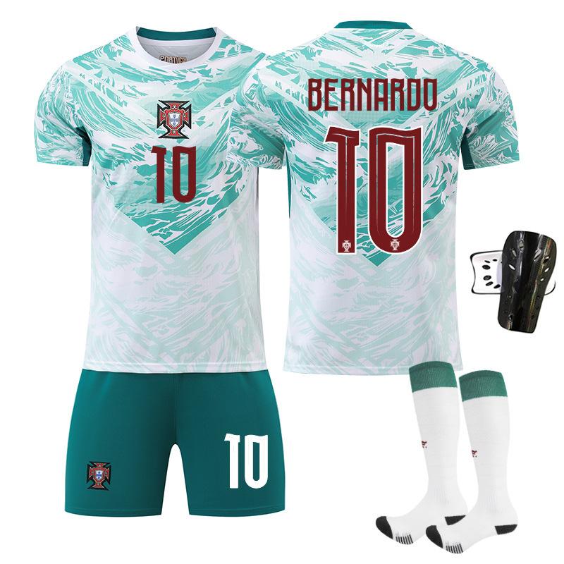 World Cup Portugal Away Football Jersey No. 7 Short-Sleeved Jersey Set Green Shorts