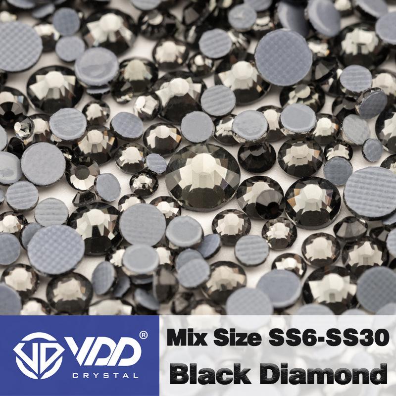 VDD High-Quality Mixed Size Rhinestones: SS6-SS30 Glass Crystal Hot Melt Adhesive Flat Back