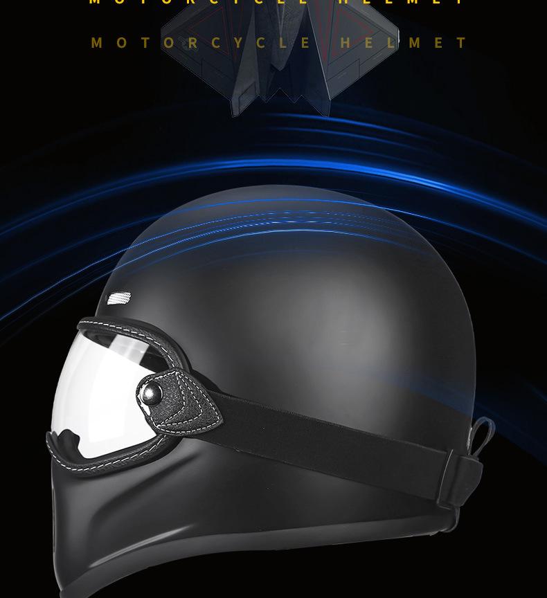 Retro Glass Fiber Motorcycle Helmet for Men & Women - Fits Cruisers & Scooters