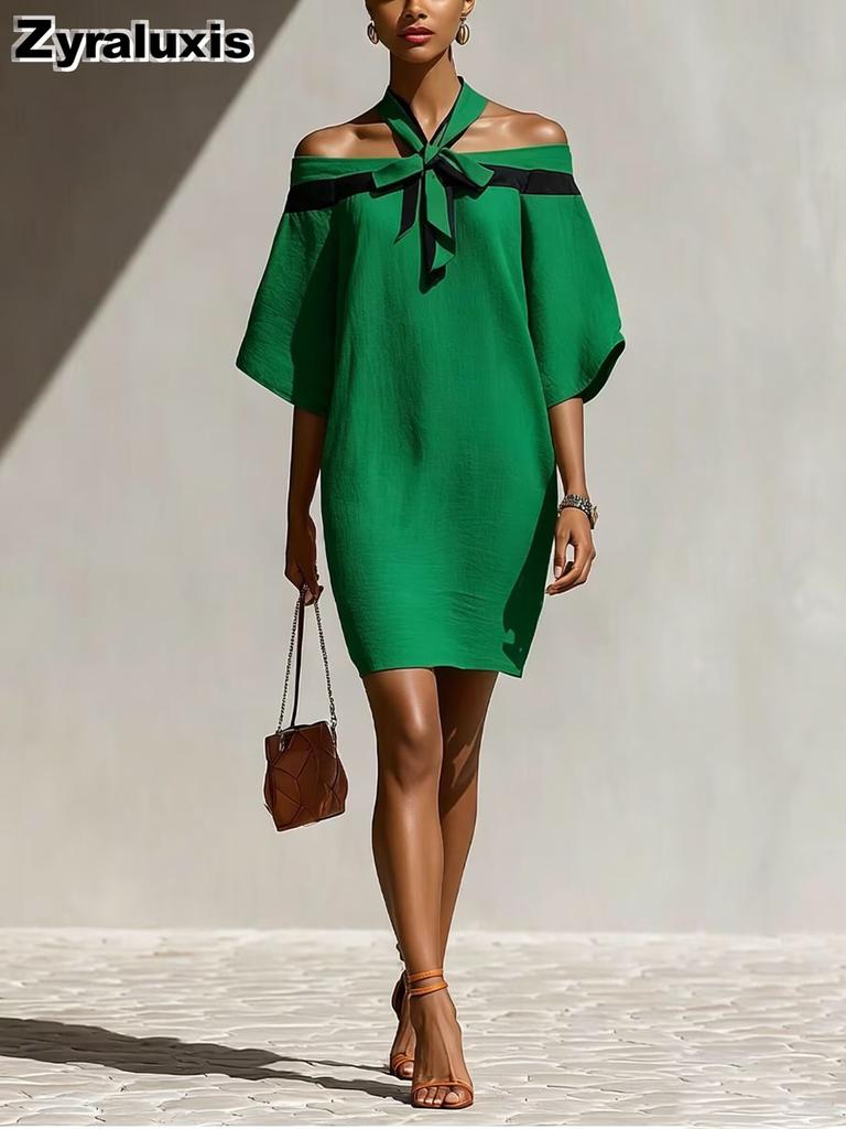Women's Summer New Arrivals Bow Collar Cutout Mini Dress