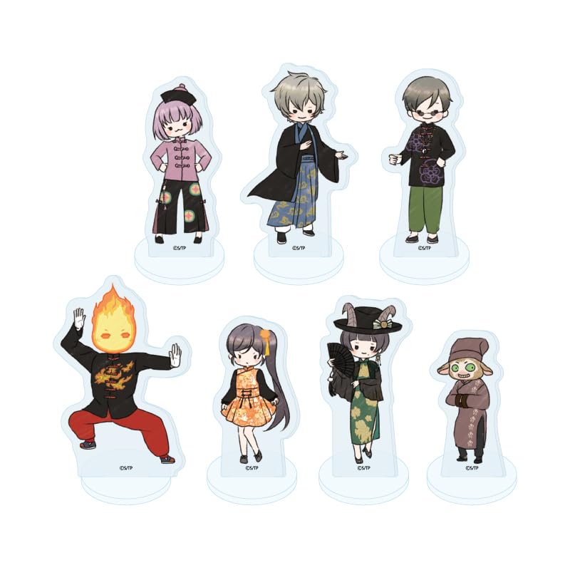 Аниме  Отель Тасокарэ  01 Китайская версия. [Иллюстрация в стиле Графического Искусства] Акриловая Мини-Подставка, Набор из 7 Штук