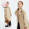 Girls' British Academy Style Mid-Length Trench Coat
