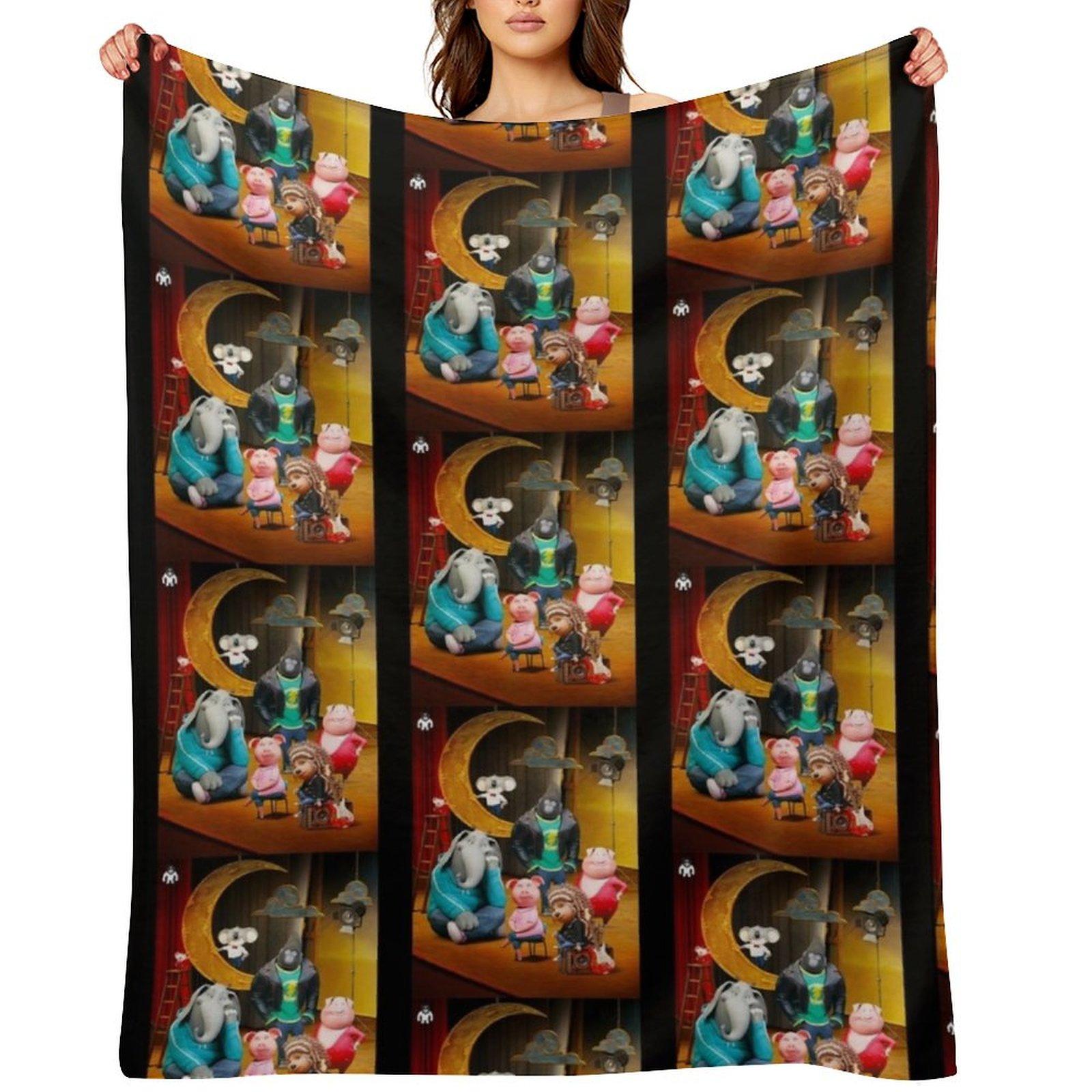 Sing (2016) Movie Poster Throw Blanket Custom Plaid on the sofa warm for winter Hairys Blankets 30x40in