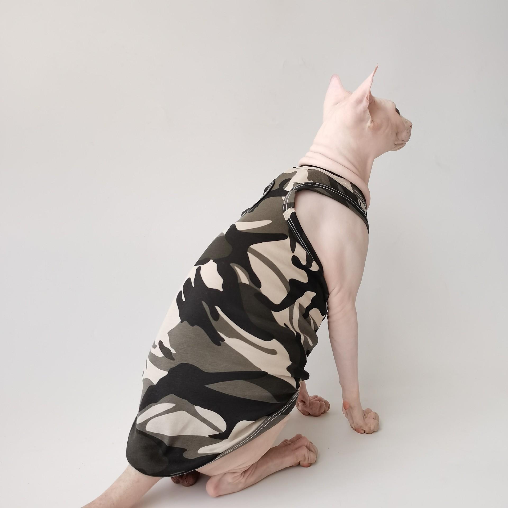 

Сфинкс, голая кошка, Девон, одежда для домашних животных, камуфляжный хлопковый жилет Raca Racer, летний тонкий дышащий и освежающий L