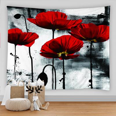 Floral Tapestry Wall Hanging Plants Wildflowers Yoga Mat Blanket Hippie Boho Tapestry Colorful Psychedelic Home Decor