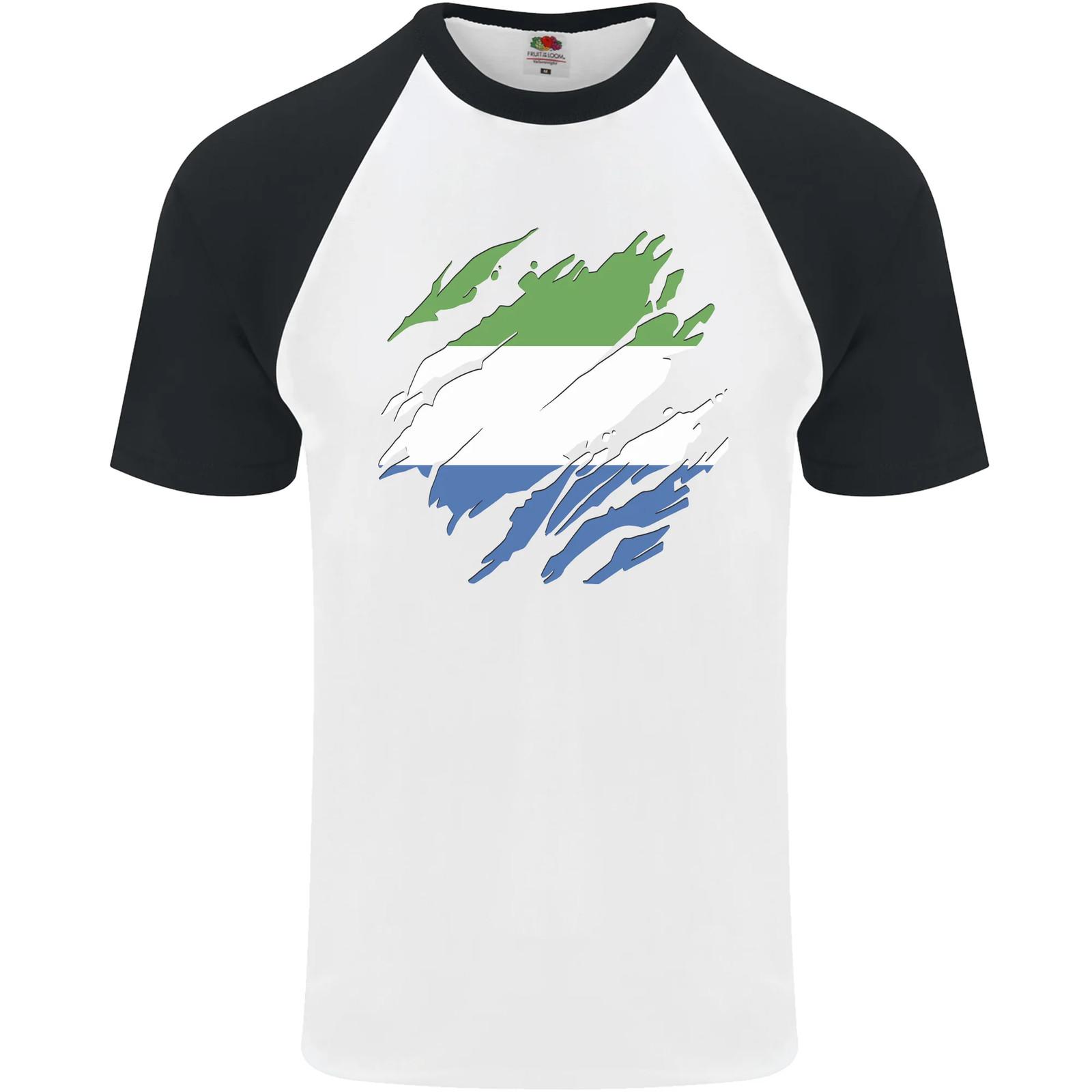 Torn Sierra Leone Flag Leonian Day Football Mens S/S Baseball T-Shirt S разноцветный