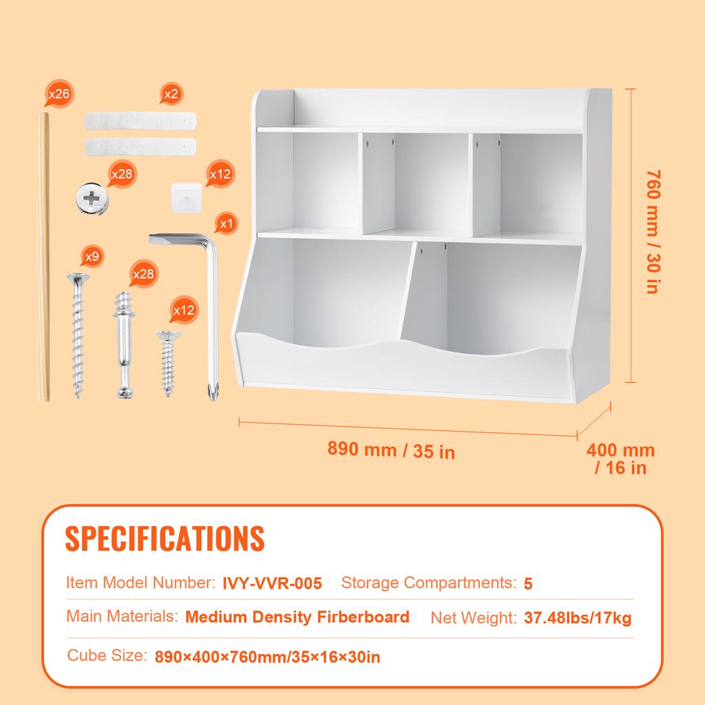 SucceBuy Kid Storage Cubby Toy Storage Organizer with Bookshelf Children Book Toy Shelf for Kids Room Playroom Kindergarten