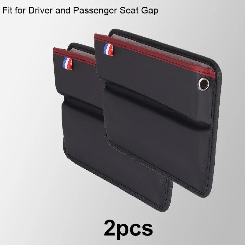 Organizador de espaço para assento de carro em couro PU Bolsa lateral para assento dianteiro de carro para chaves de celular Óculos Reservado Furo para cabo de carregamento Suporte para telefone