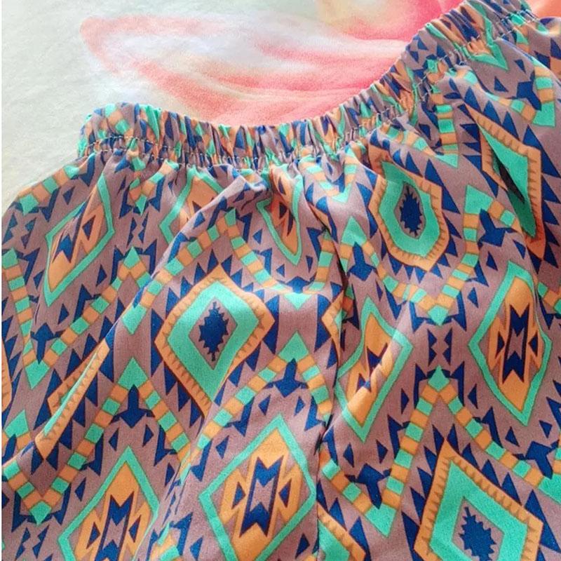 Panda Cartoon Pattern Set Children's Summer Thin Suit Casual Pants + Round Neck Short Sleeve T-Shirt Two-piece Set