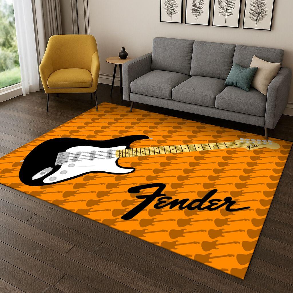 3D Fender Guitar Bass Instrument Music Logo Carpet Rug for Bedroom Living Room Sofa Doormat Home Decor,Area Rug Non-slip Gift