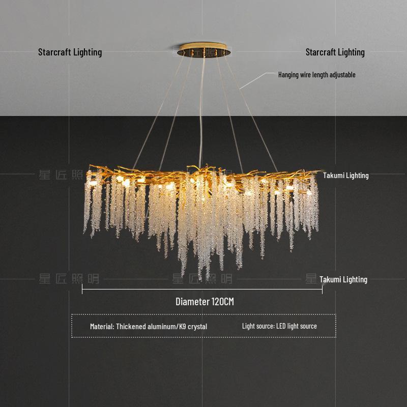 Star Crafts Luxury Crystal Chandelier with Octagonal Beads & Tassels for Living Room, Dining Room, Bedroom