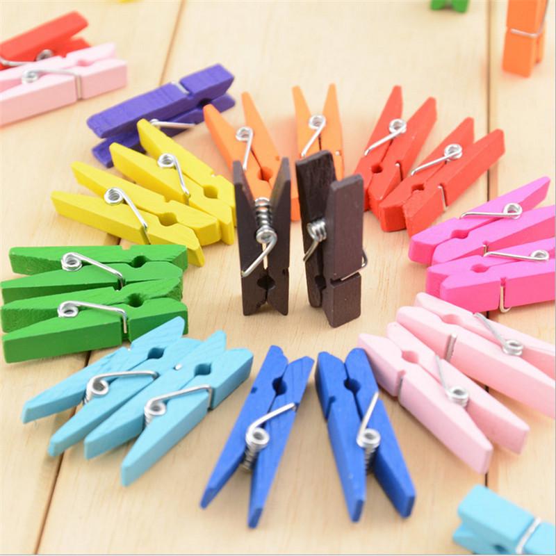 100PCS Small Mini Natural Colorful Wooden Photo Clothespin Craft Decoration DIY Memo Clips Pegs
