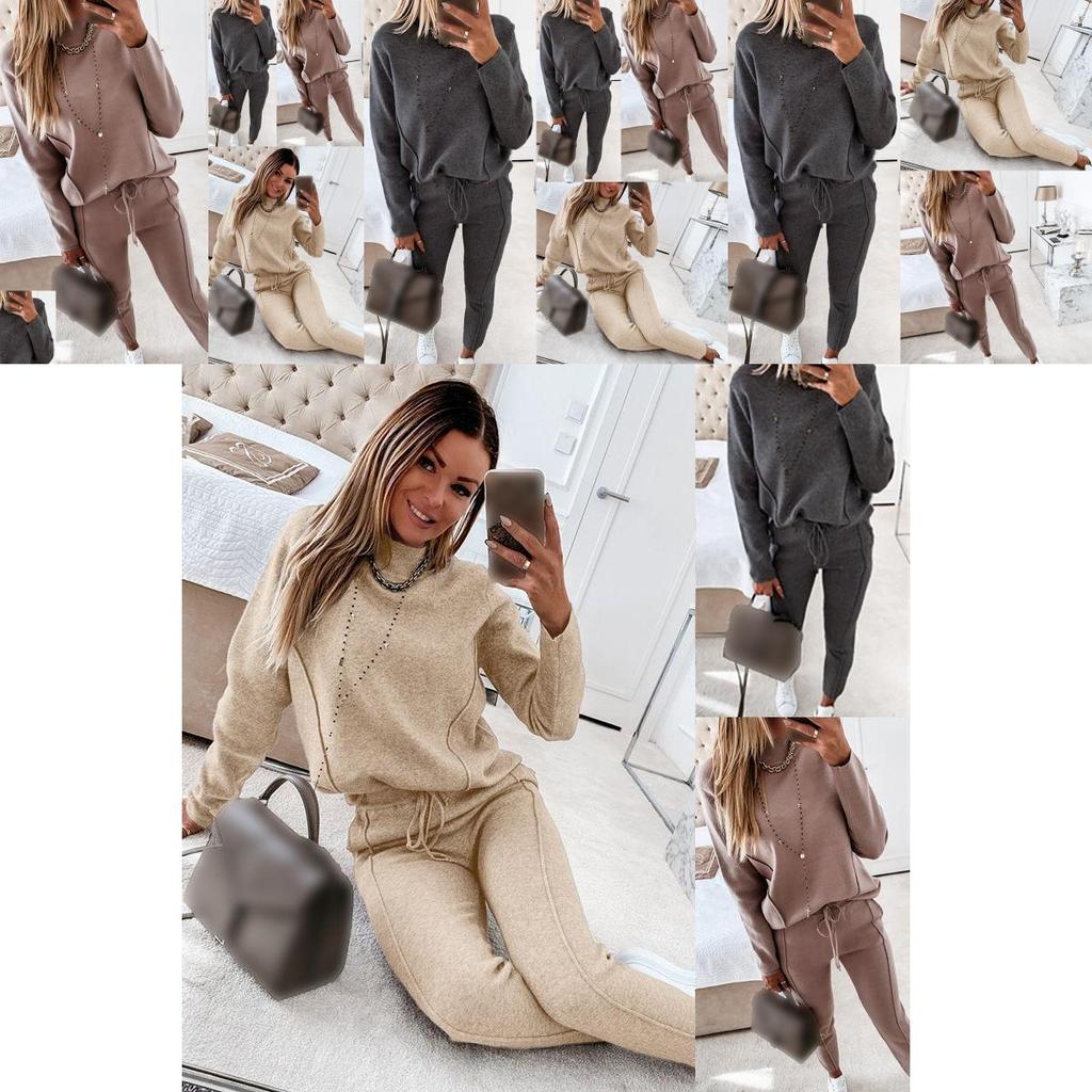 Cozy Women 2 Piece Tracksuit Set With Long Sleeve Sweatshirt And Long Pants