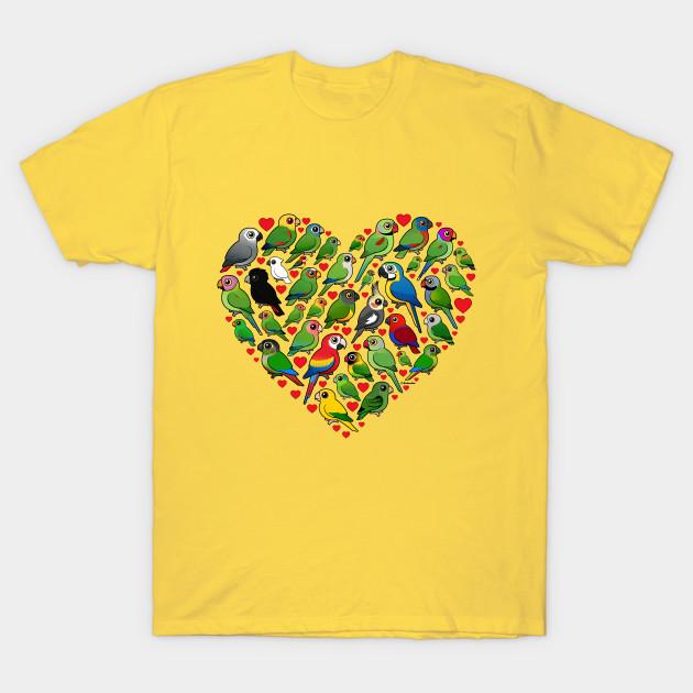 Men Black Print T-shirt Birdorable Parrot Heart No-Cut Transfer Paper Print Cotton Tshirt 2XL жёлтый