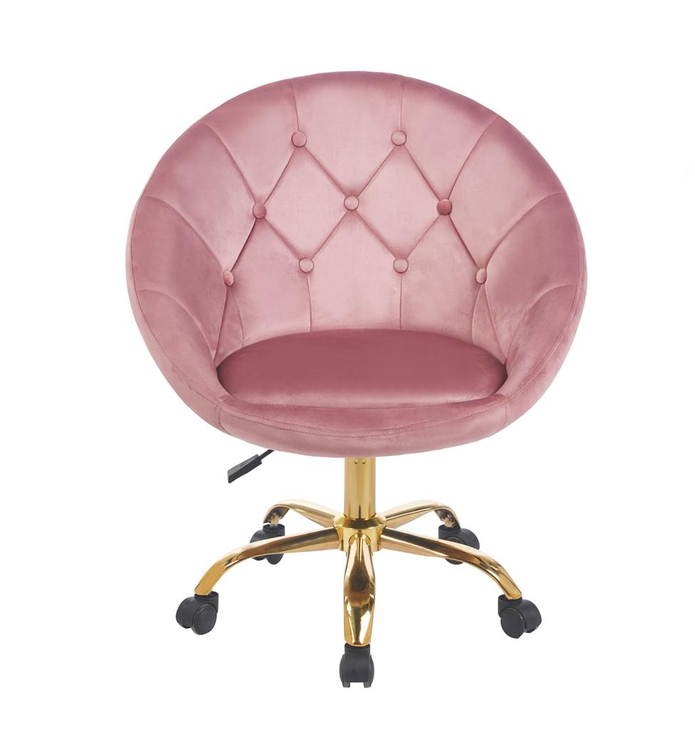Elegant Lifting Rotating Armchair Velvet On Wheels Rundo Pink Jumihome
