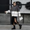 Maglione a righe a collo alto da donna per autunno e inverno