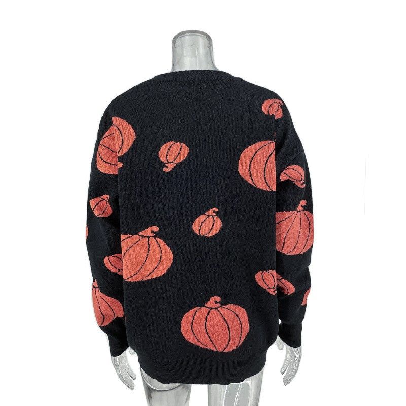 Beach Fashion 2024 Women's Clothing Loose Casual Halloween Pumpkin Sweater Versatile Stylish Fall and Winter New Product