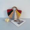 Trendy Handmade Half-Moon Woven Straw Bag - Black, White, Khaki, Multicolor