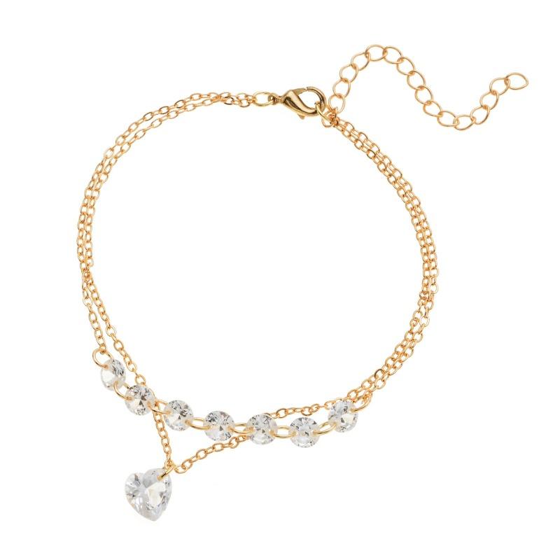 Personality Double Love Rhinestone Bracelet Crystal Sweet Fashion Wild Bracelet Women's Jewelry Bracelet Femme Acier Nurse