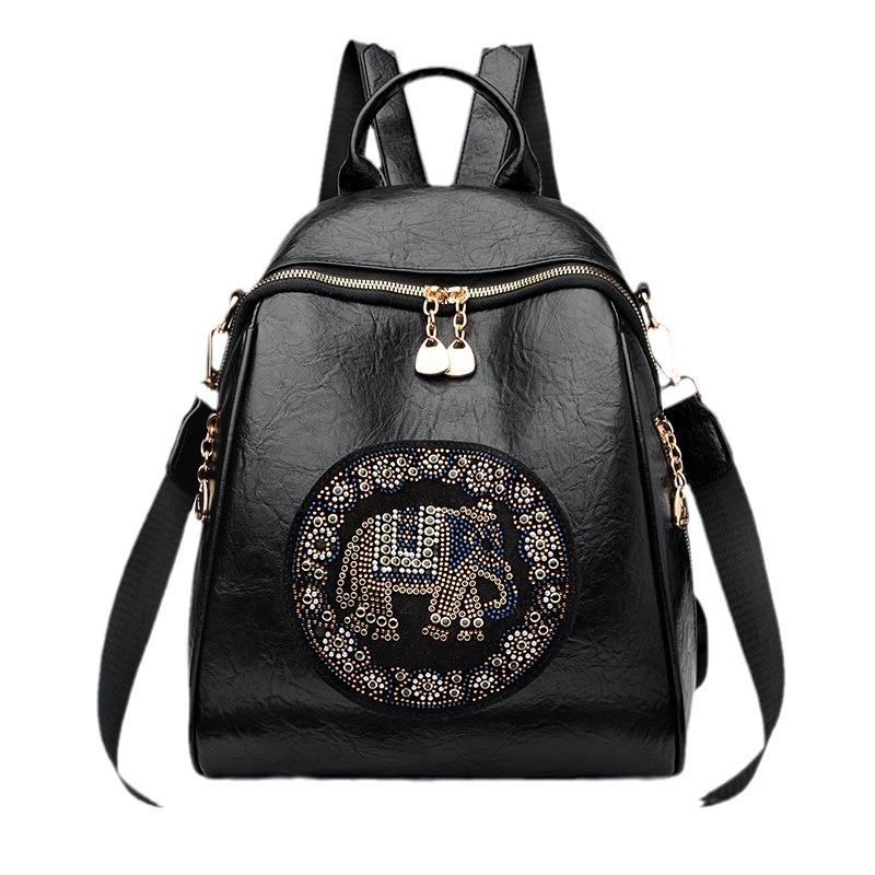 Schoolbag Backpack Premium Sense Hot Diamond Travel Backpack 1011 New Sheepskin Embroidered Jixiang Multifunctional School Bag Women